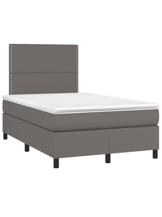 Box spring postel s matrací a LED šedá 120x200 cm umělá kůže