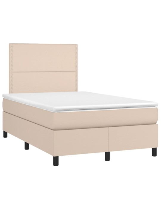 Box spring postel matrace a led cappuccino 120x200cm umělá kůže