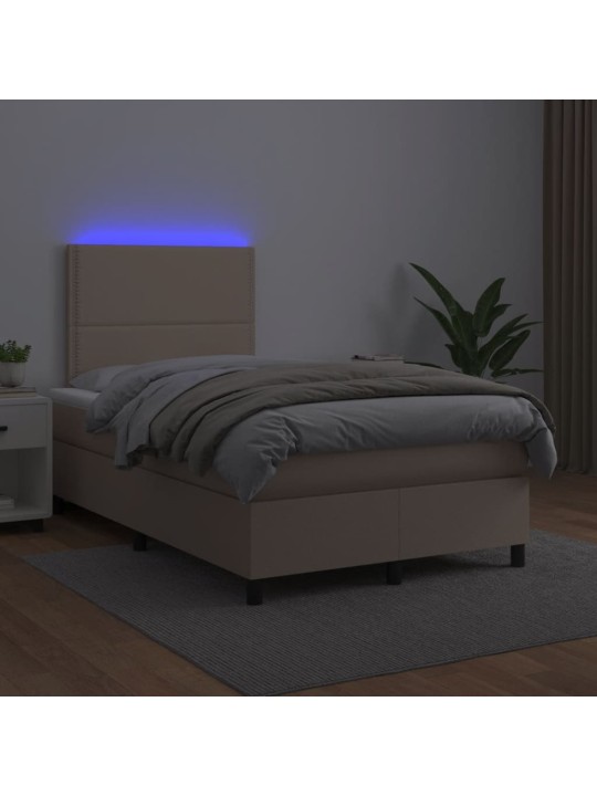 Box spring postel matrace a led cappuccino 120x200cm umělá kůže