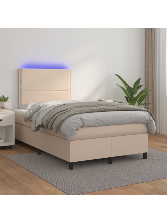 Box spring postel matrace a led cappuccino 120x200cm umělá kůže