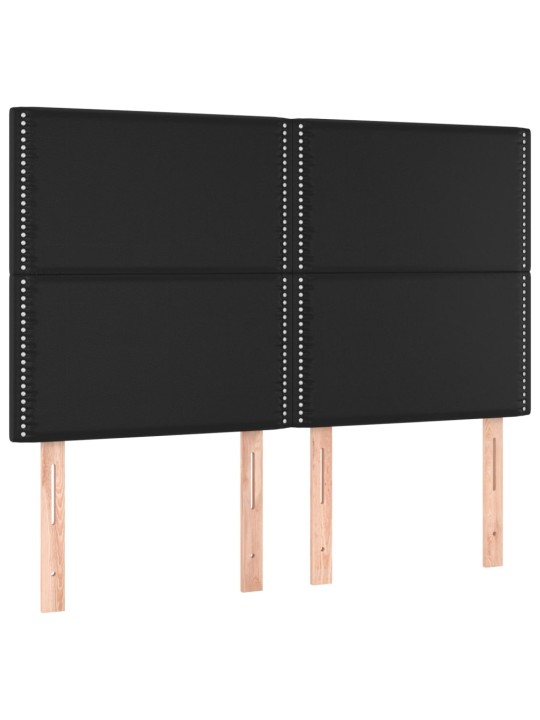 Box spring postel s matrací a LED černá 140 x 190 cm umělá kůže