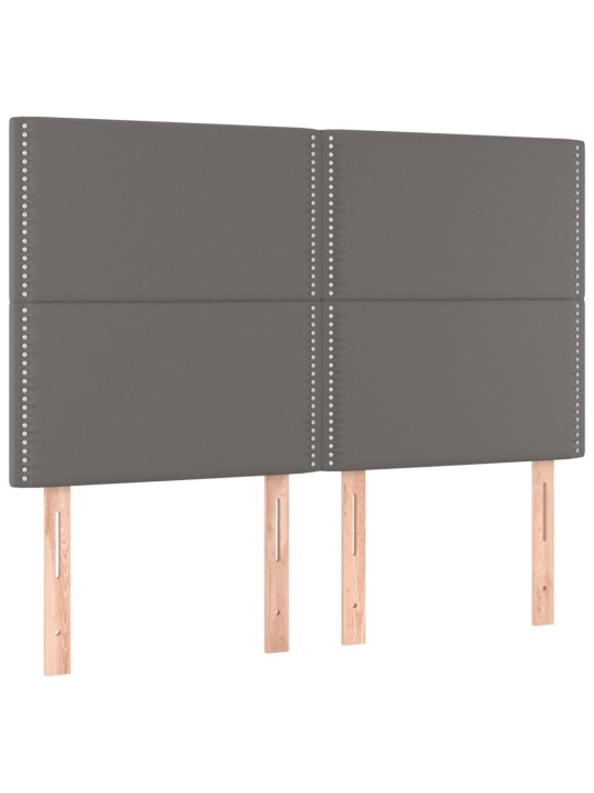 Box spring postel s matrací a LED šedá 140x190 cm umělá kůže