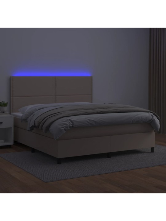 Box spring postel matrace a LED cappuccino 140x190cm umělá kůže