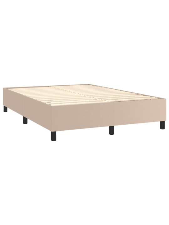 Box spring postel matrace a LED cappuccino 140x190cm umělá kůže