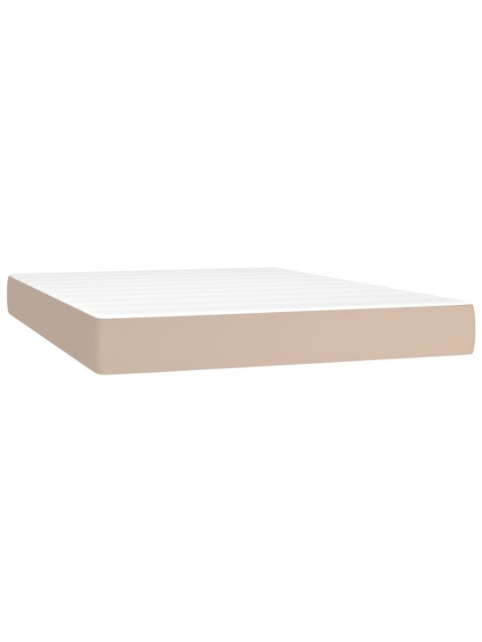 Box spring postel matrace a LED cappuccino 140x190cm umělá kůže