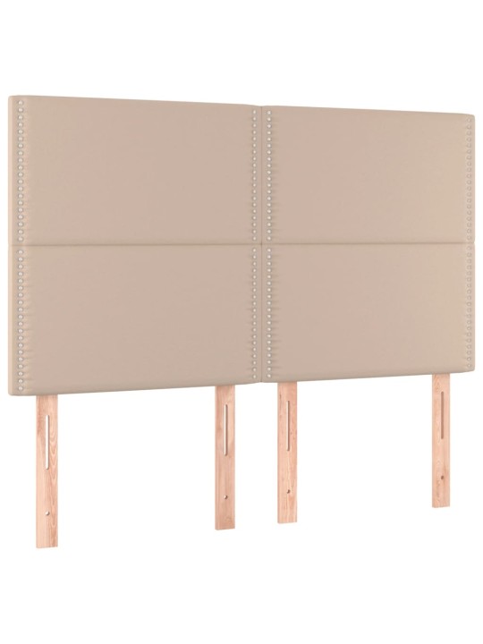 Box spring postel matrace a LED cappuccino 140x190cm umělá kůže
