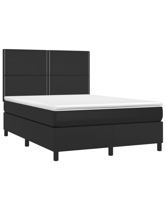 Box spring postel s matrací a LED černá 140x200 cm umělá kůže