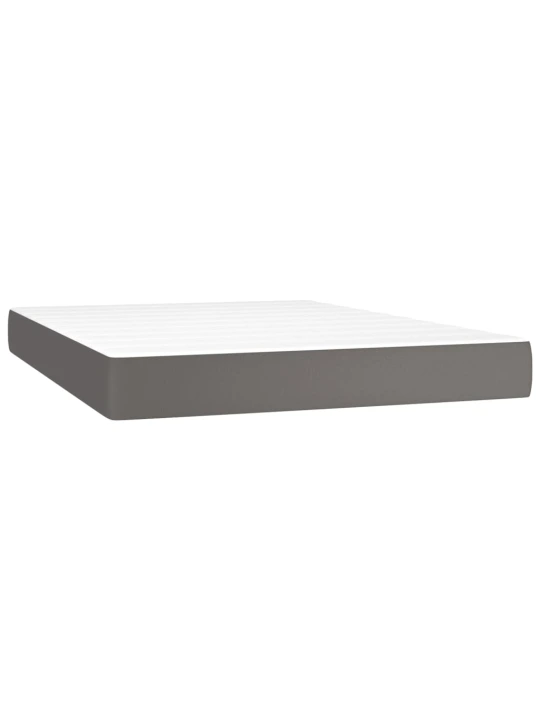 Box spring postel s matrací a LED šedá 140x200 cm umělá kůže