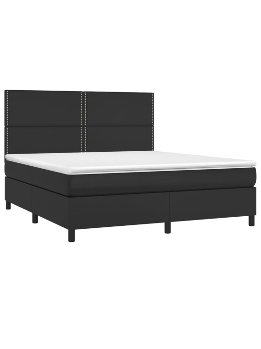 Box spring postel s matrací a LED černá 180x200 cm umělá kůže