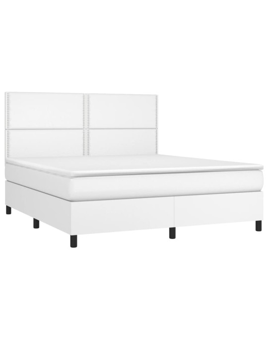 Box spring postel s matrací a LED bílá 180x200 cm umělá kůže