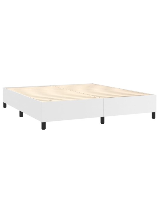 Box spring postel s matrací a LED bílá 180x200 cm umělá kůže