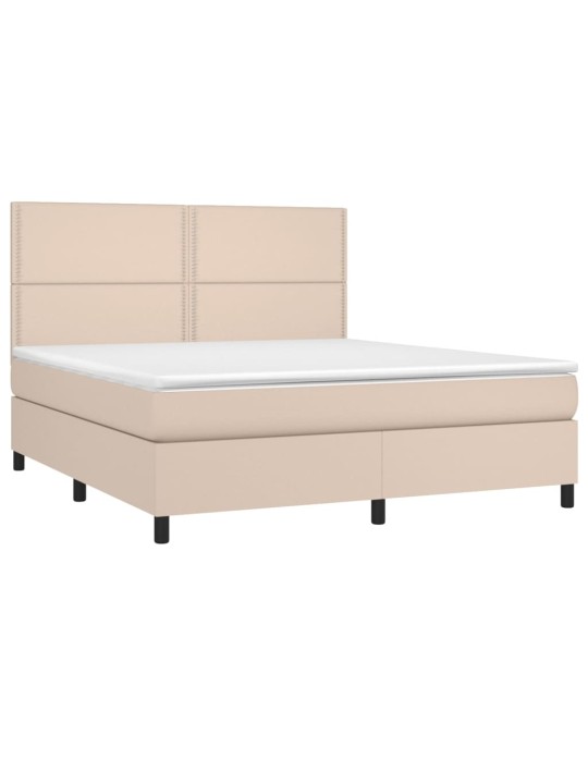 Box spring postel matrace a led cappuccino 180x200cm umělá kůže