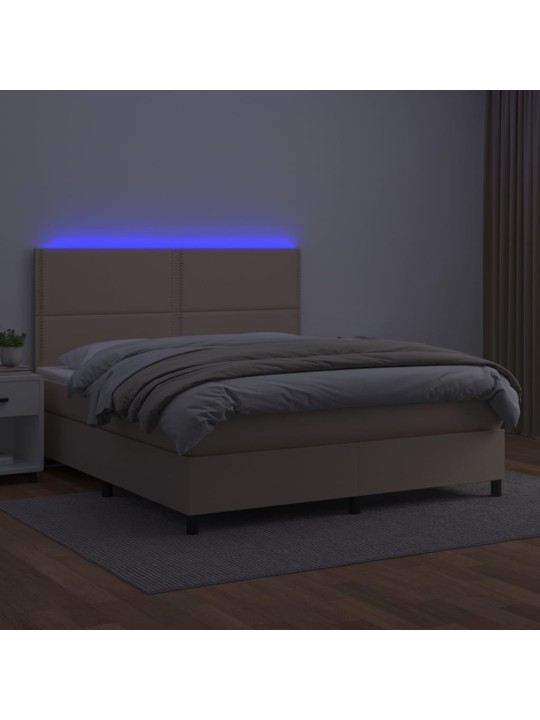 Box spring postel matrace a led cappuccino 180x200cm umělá kůže
