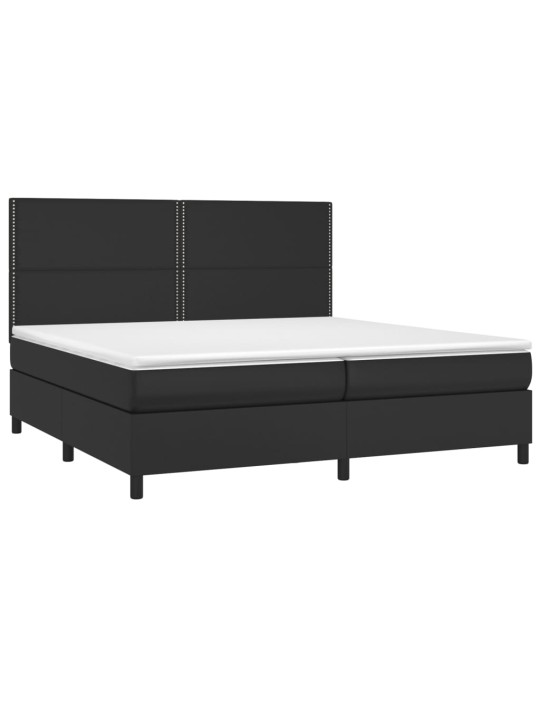 Box spring postel s matrací a LED černá 200x200 cm umělá kůže