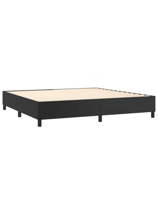 Box spring postel s matrací a LED černá 200x200 cm umělá kůže
