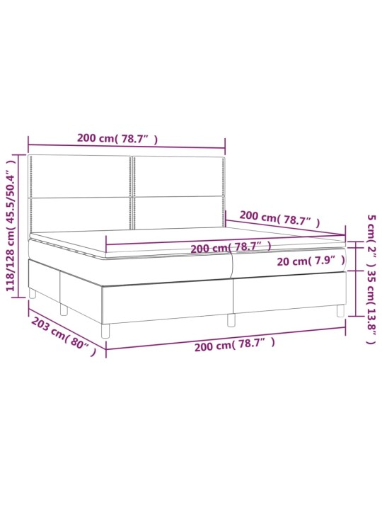 Box spring postel s matrací a LED černá 200x200 cm umělá kůže