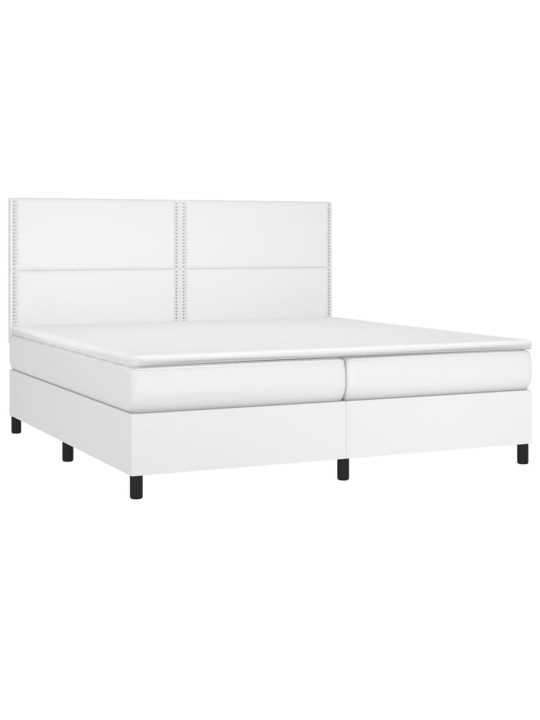 Box spring postel s matrací a LED bílá 200x200 cm umělá kůže