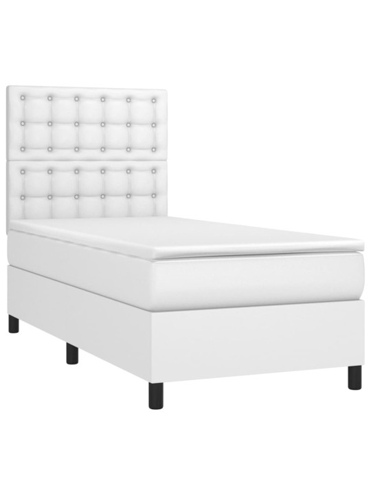 Box spring postel s matrací a LED bílá 90x190 cm umělá kůže