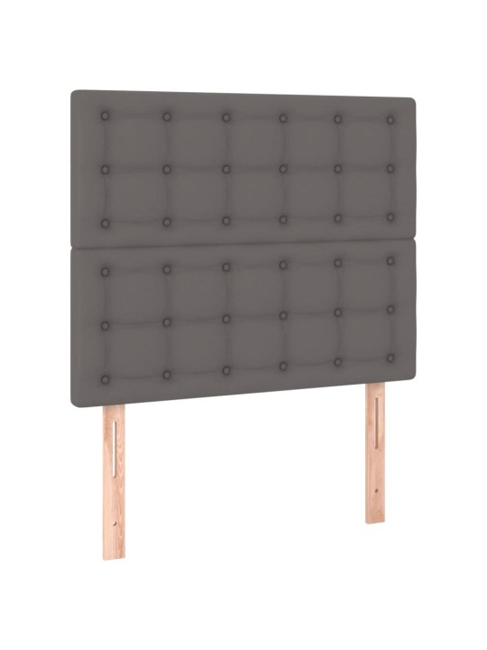 Box spring postel s matrací a LED šedá 90x200 cm umělá kůže