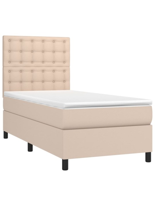 Box spring postel matrace a led cappuccino 100x200cm umělá kůže