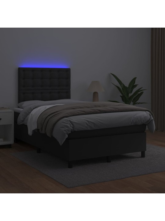 Box spring postel s matrací a LED černá 120x200 cm umělá kůže