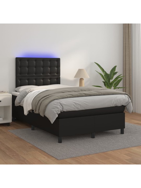 Box spring postel s matrací a LED černá 120x200 cm umělá kůže