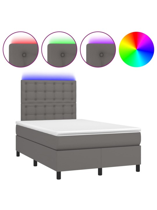 Box spring postel s matrací a led šedá 120x200 cm umělá kůže
