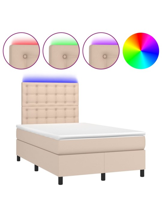Box spring postel matrace a led cappuccino 120x200cm umělá kůže