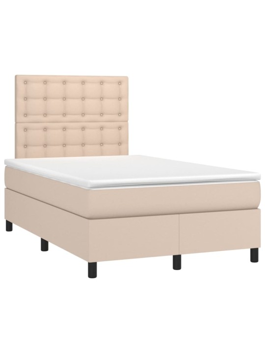 Box spring postel matrace a led cappuccino 120x200cm umělá kůže