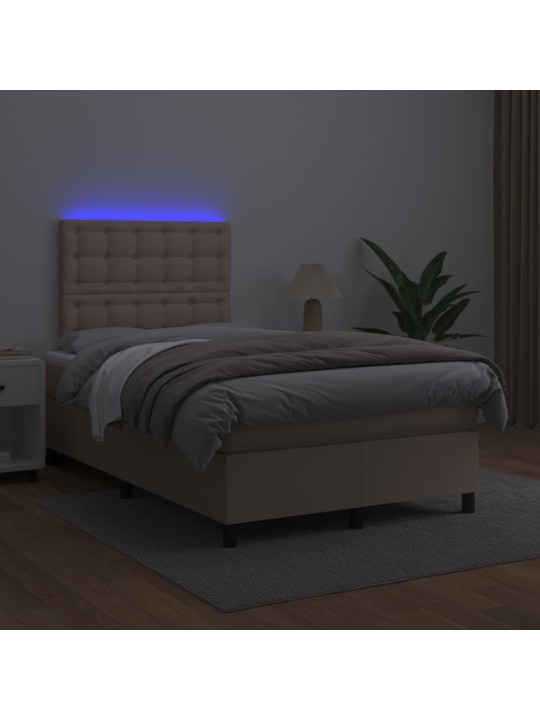 Box spring postel matrace a led cappuccino 120x200cm umělá kůže