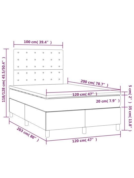 Box spring postel matrace a led cappuccino 120x200cm umělá kůže