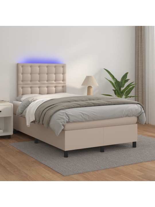 Box spring postel matrace a led cappuccino 120x200cm umělá kůže