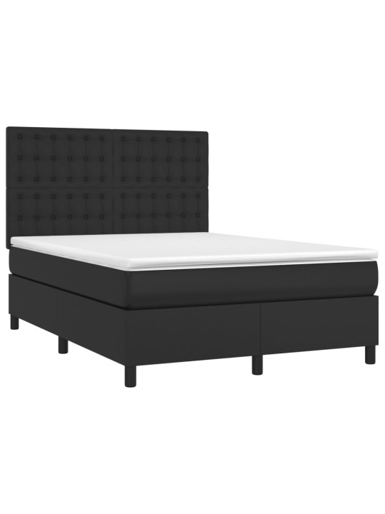 Box spring postel s matrací a LED černá 140 x 190 cm umělá kůže