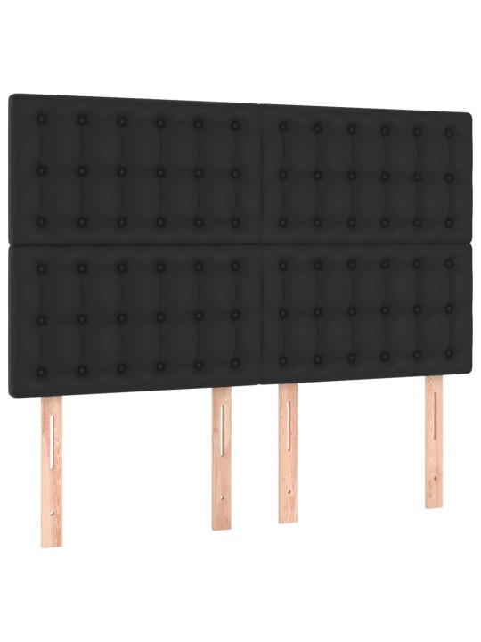Box spring postel s matrací a LED černá 140 x 190 cm umělá kůže