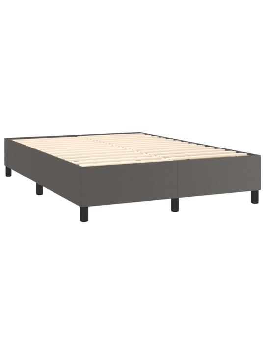 Box spring postel s matrací a LED šedá 140x200 cm umělá kůže