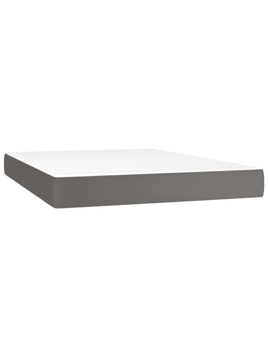 Box spring postel s matrací a LED šedá 140x200 cm umělá kůže