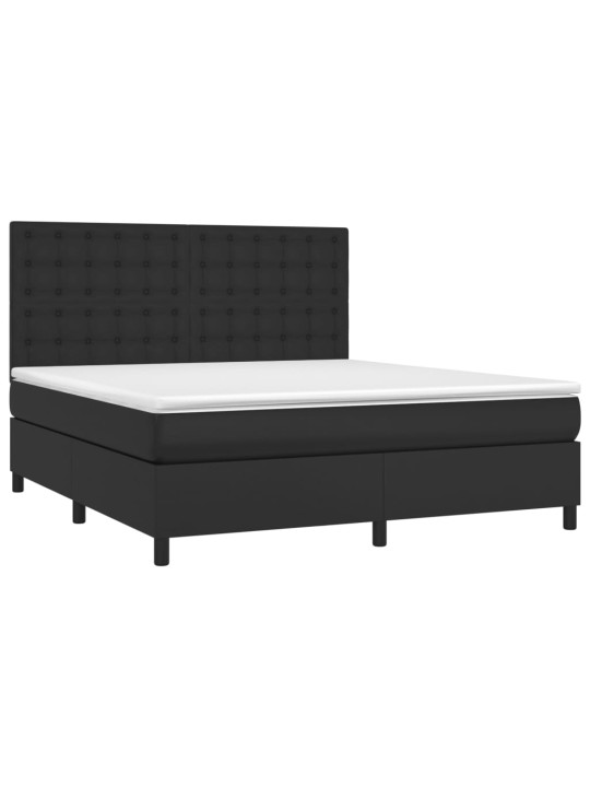 Box spring postel s matrací a LED černá 160x200 cm umělá kůže