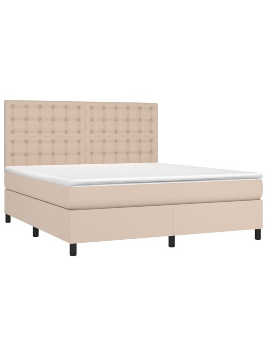 Box spring postel matrace a led cappuccino 180x200cm umělá kůže