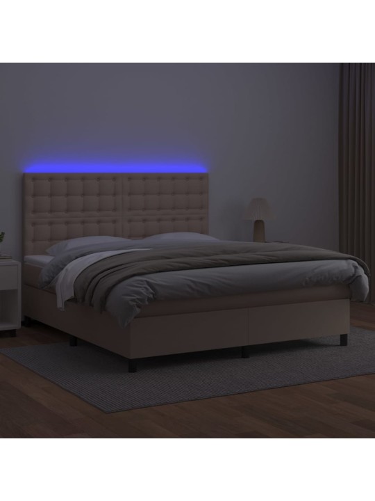 Box spring postel matrace a led cappuccino 180x200cm umělá kůže