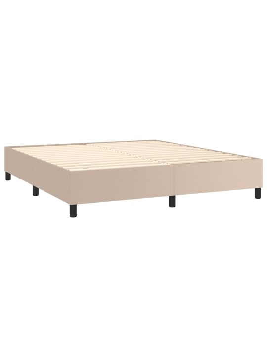 Box spring postel matrace a led cappuccino 180x200cm umělá kůže