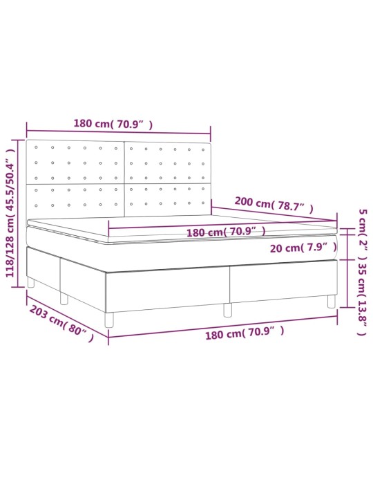 Box spring postel matrace a led cappuccino 180x200cm umělá kůže