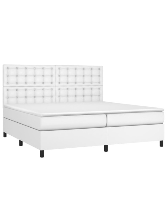 Box spring postel s matrací a LED bílá 200x200 cm umělá kůže