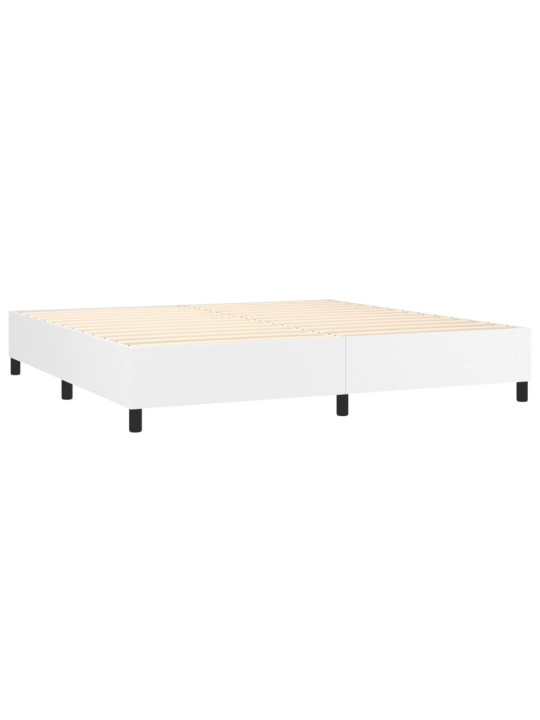 Box spring postel s matrací a LED bílá 200x200 cm umělá kůže