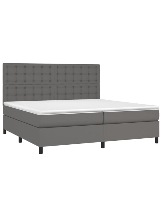 Box spring postel s matrací a led šedá 200x200 cm umělá kůže