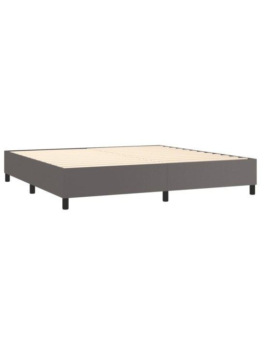 Box spring postel s matrací a led šedá 200x200 cm umělá kůže