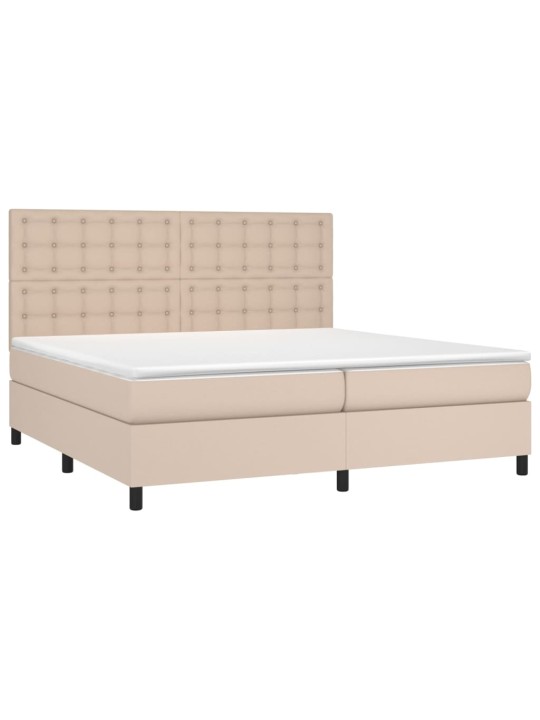 Box spring postel matrace a led cappuccino 200x200cm umělá kůže