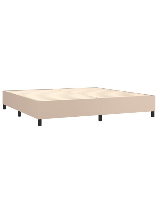 Box spring postel matrace a led cappuccino 200x200cm umělá kůže