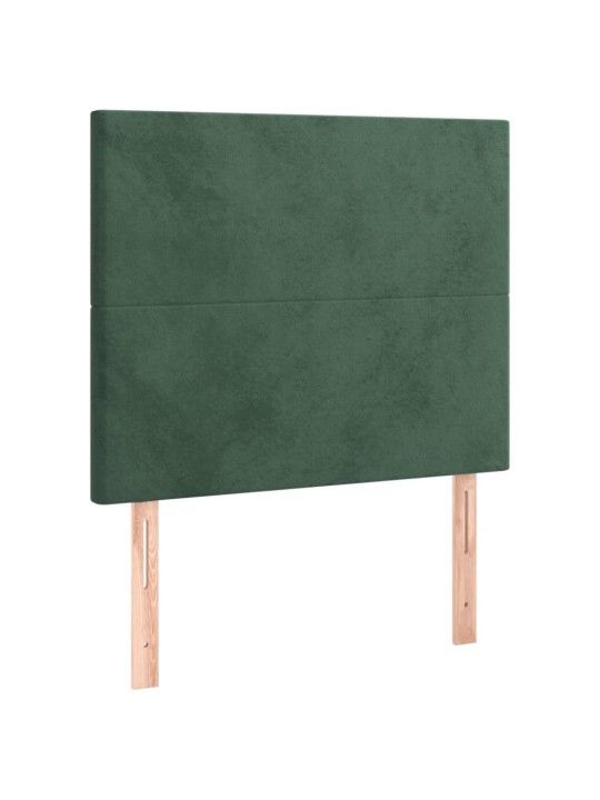 Box spring postel s matrací a led tmavě zelená 80x200 cm samet