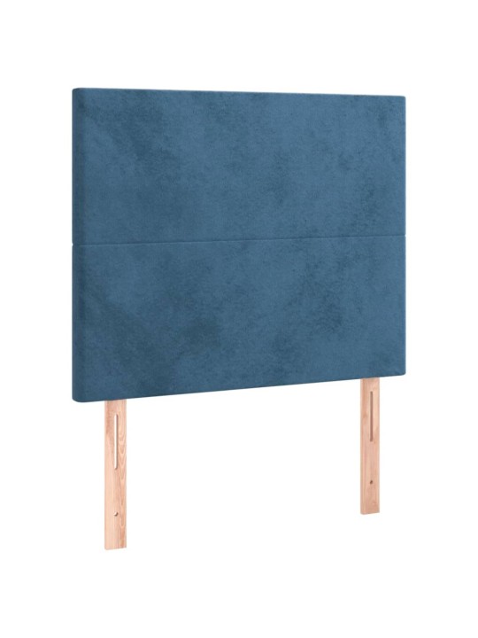 Box spring postel s matrací a LED tmavě modrá 90x190 cm samet