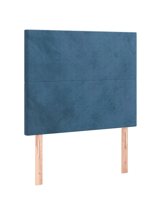 Box spring postel s matrací a LED tmavě modrá 90x200 cm samet